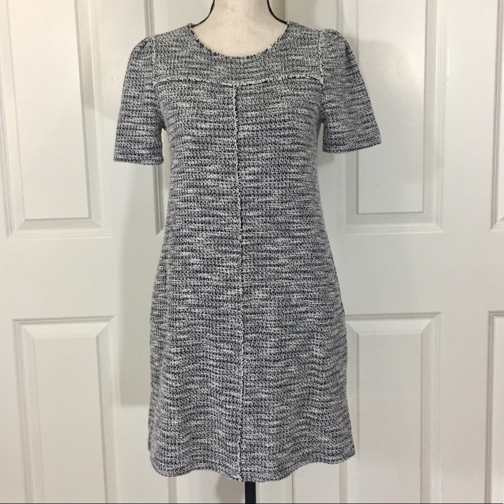 LOFT Petite Textured Tweed Short Sleeve Mini Dress